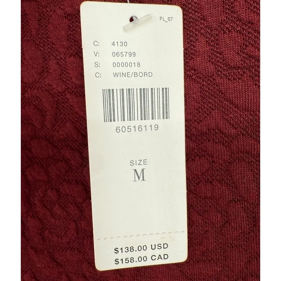 Mare Mare x Anthropologie Odila Wine Red Floral Textured Tunic Dress Size Medium - Image 4