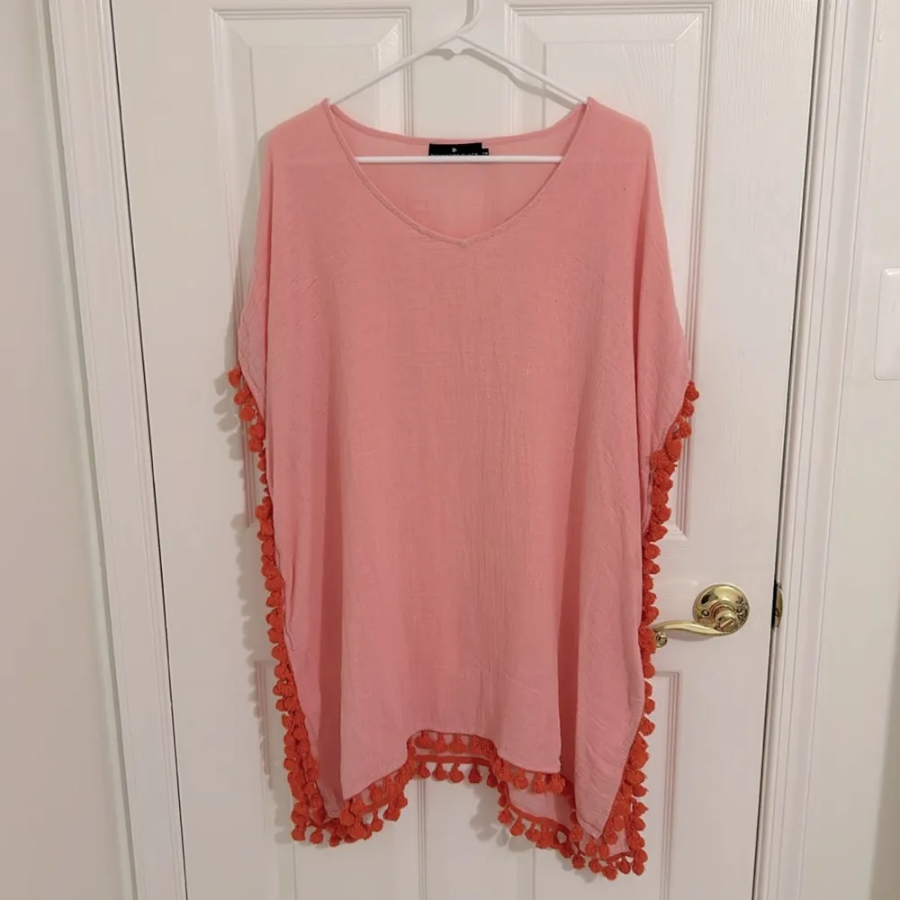 Tuckernuck Pomander Place Katie Tassel Caftan Swim Cover Up Pink Size S/M - Image 2