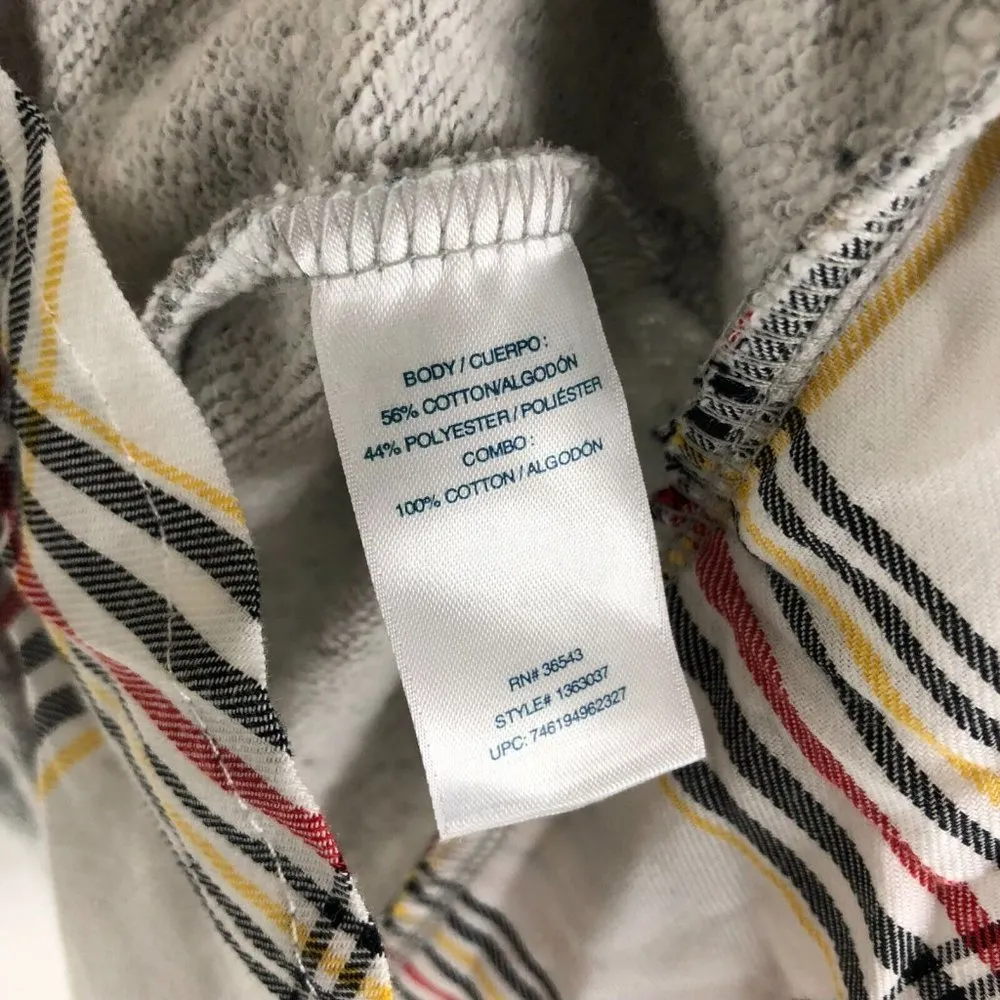 Izod Womens Sweatshirt Shirttail Hem Stretch Tie Waist Heathered Gray Plaid S - Image 5