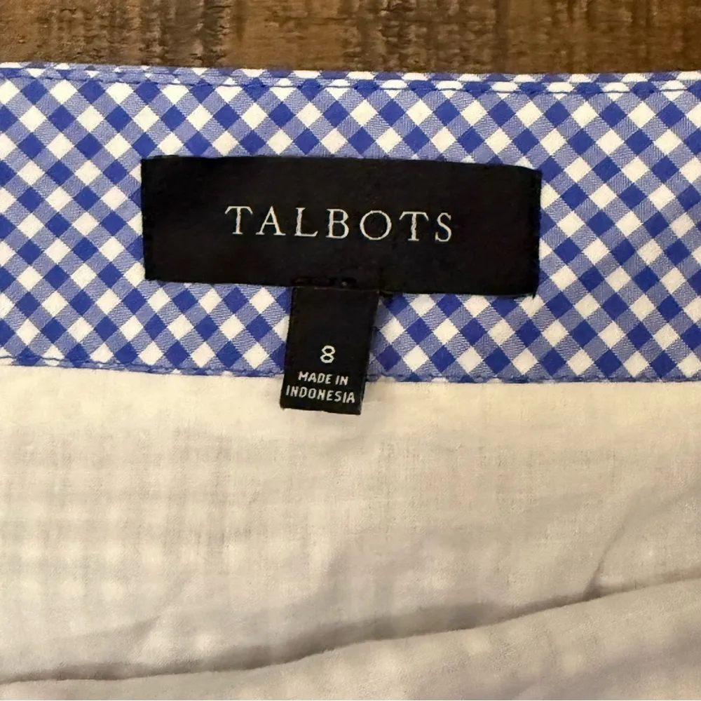 Talbots Gingham Toucan A-Line Skirt Sz 8 Blue White Cotton Lined Above Knee - Image 9