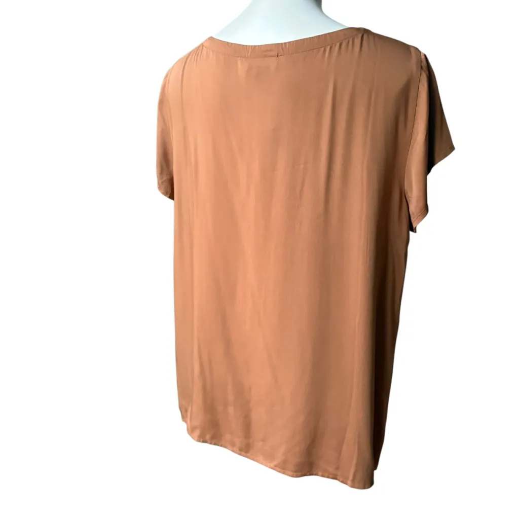NWT PURE JILL J JILL Lenzing Ecovero Short Sleeve Top in Saffron, Sz L Brown Size L - Image 7
