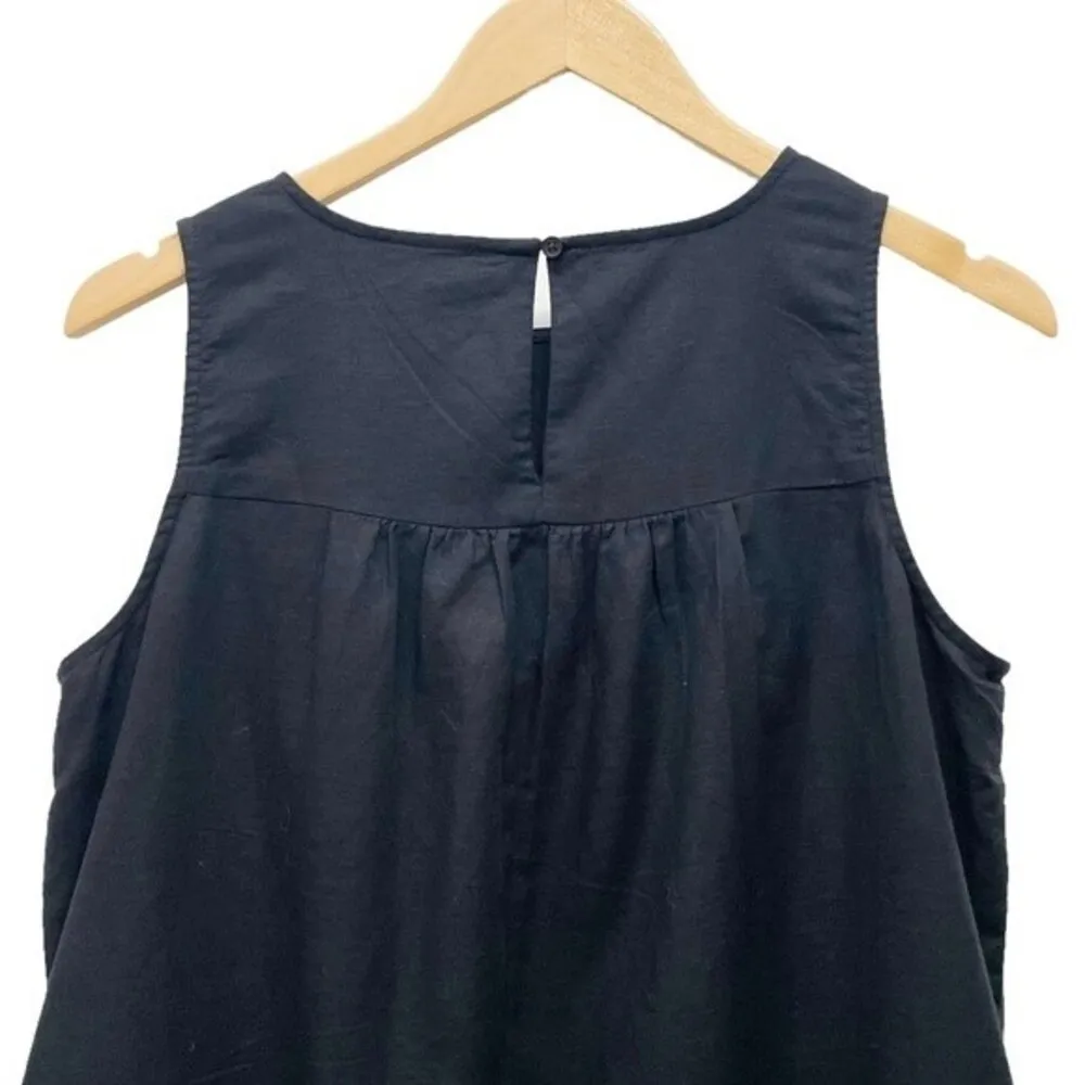 J. Crew Embroidered Linen Sleeveless Mini Shift Dress Black & White Size Small - Image 7