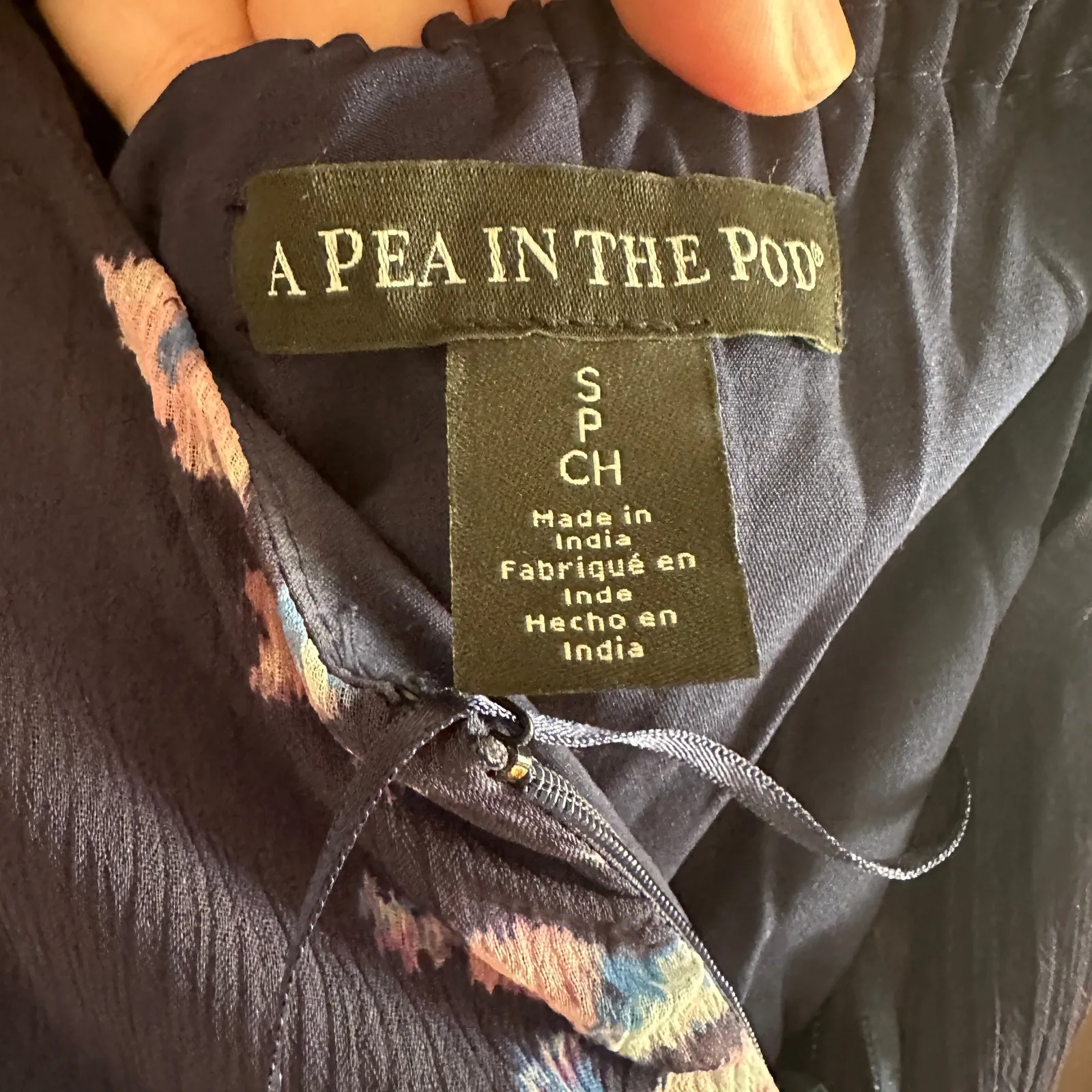 A PEA IN THE POD | Navy Blue Floral Chiffon Halter Maxi Dress | Size Small - Image 7