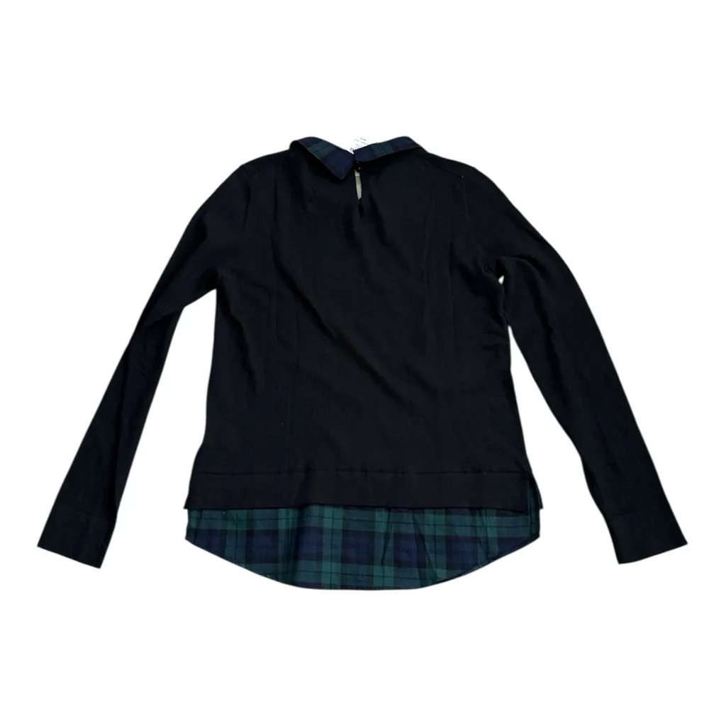 NWT J. Crew Women’s Woven Collar/Trim Sweater | Black/Green | XS - Image 3