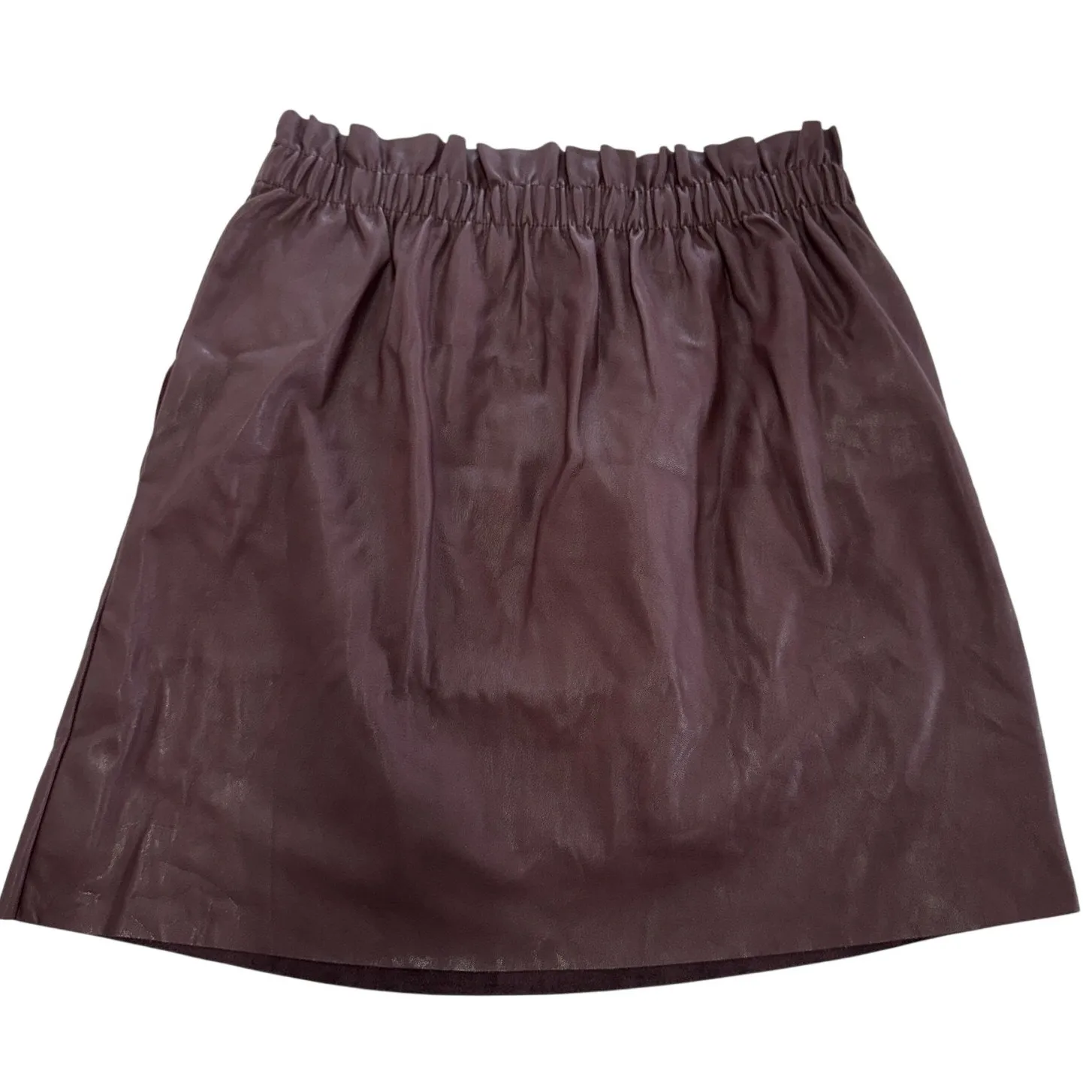 Zara Knit Skirt Womens‎ Large Burgundy Faux Leather Pull On Pockets Lined Modern - Image 2