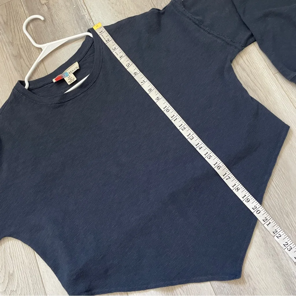 Free People Sweater cropped long sleeve womens Navy Blue (small) beach casual - Image 5