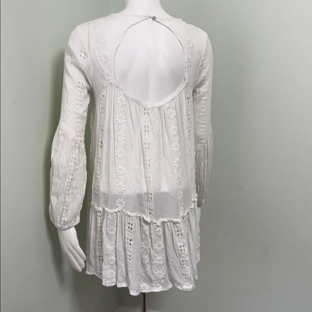 FREE PEOPLE Kiss Kiss Embroidered Eyelet Mini Dress XS - Image 10