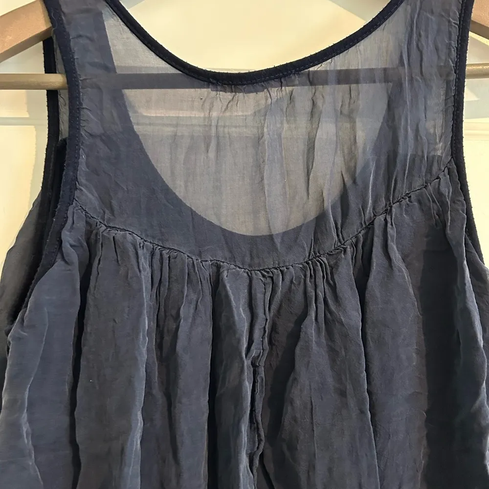 Prontomoda Giusy Silk Sleeveless Top Navy Blue Size S - Image 9