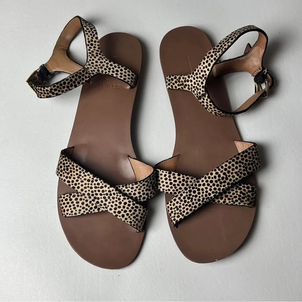 J.Crew Women's Animal Print Ankle Strap Sandals Sz 8 - Image 8
