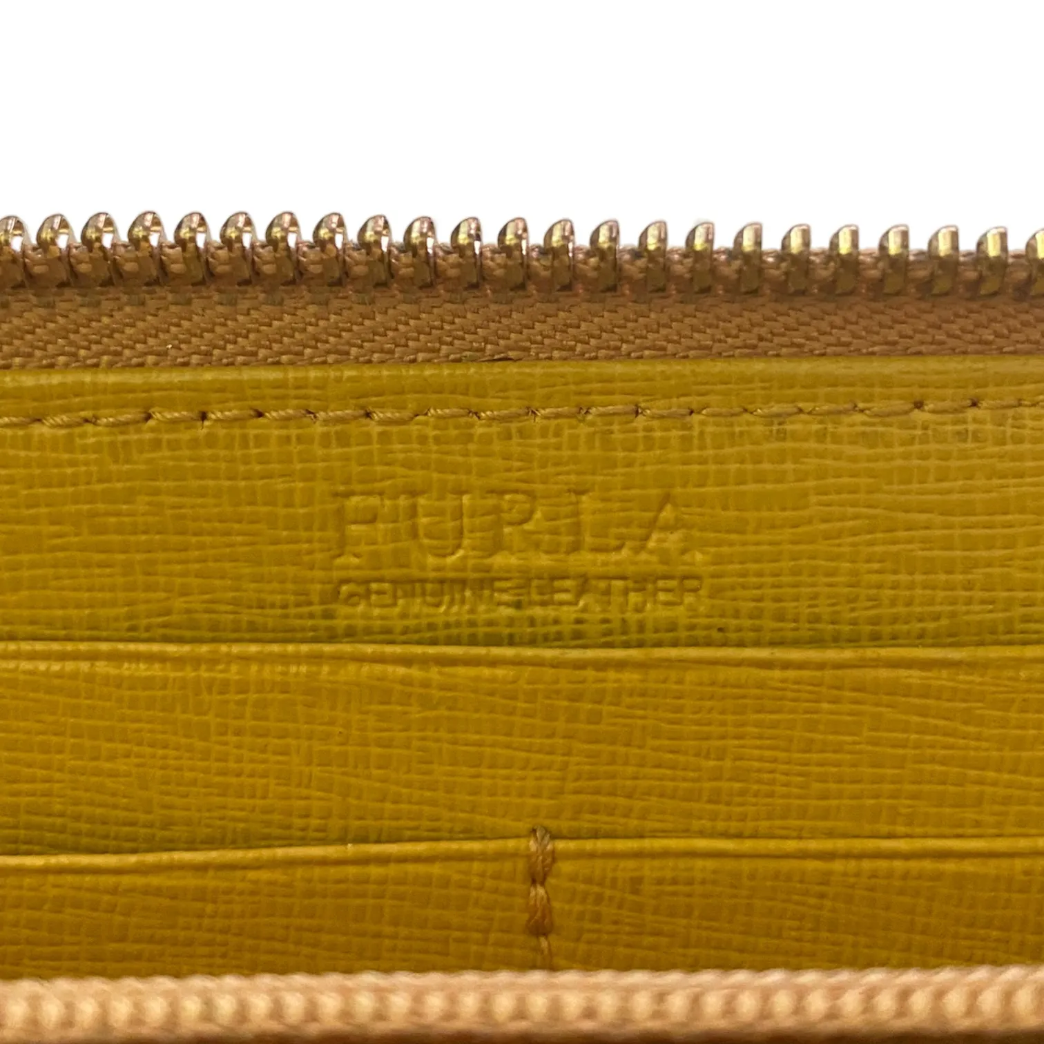 Furla Leather Yellow Zip Zippy Accordion Wallet EUC - Image 9