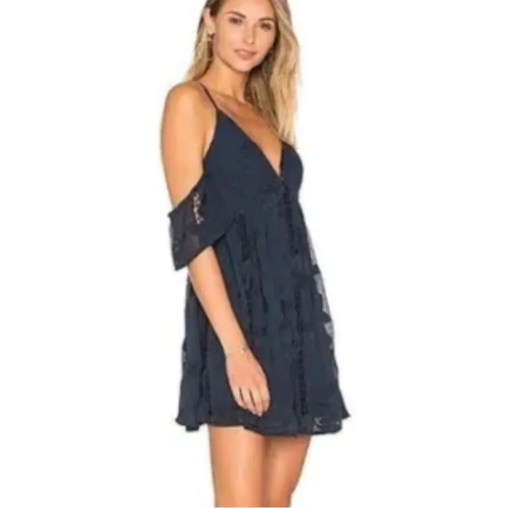 Lovers + Friends Floral Wishful Mini Dress in Navy Size M - Image 3