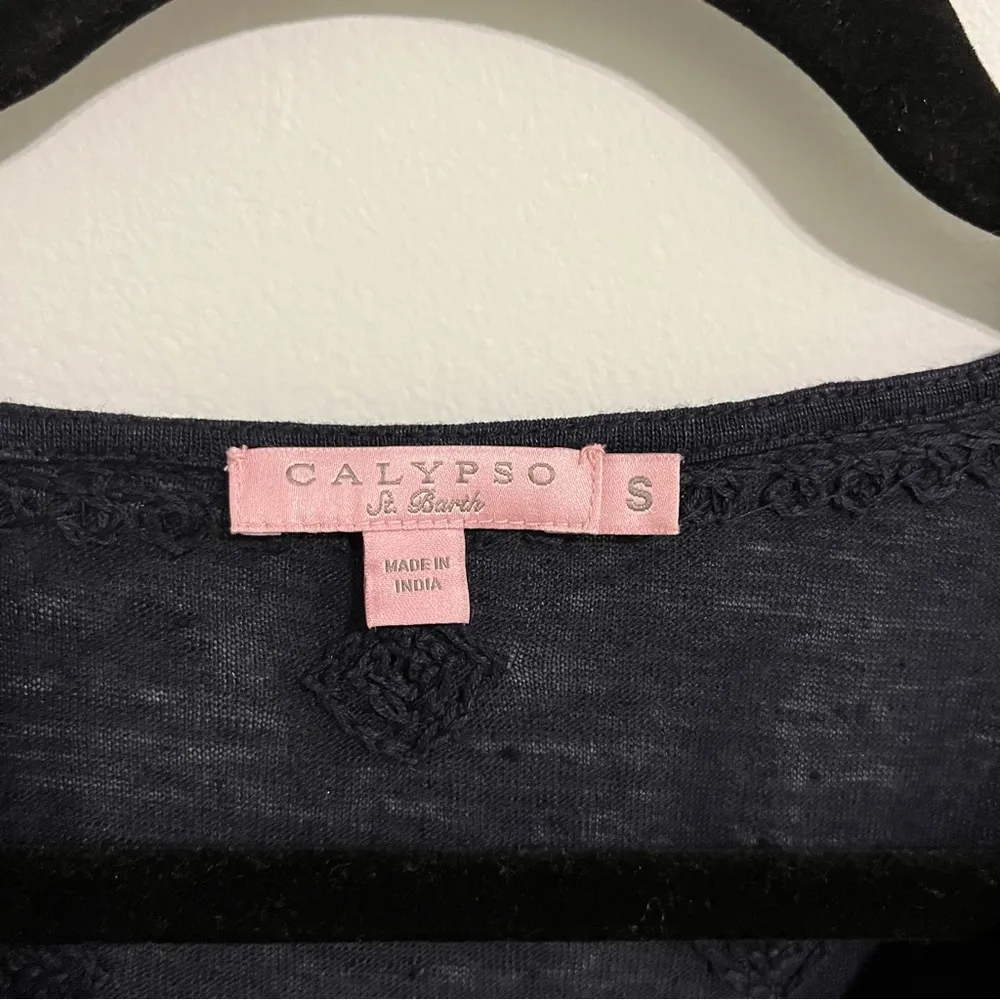 Calypso St. Barth Black Tunic with Silver Sequins. 100% Linen Size S - Image 4