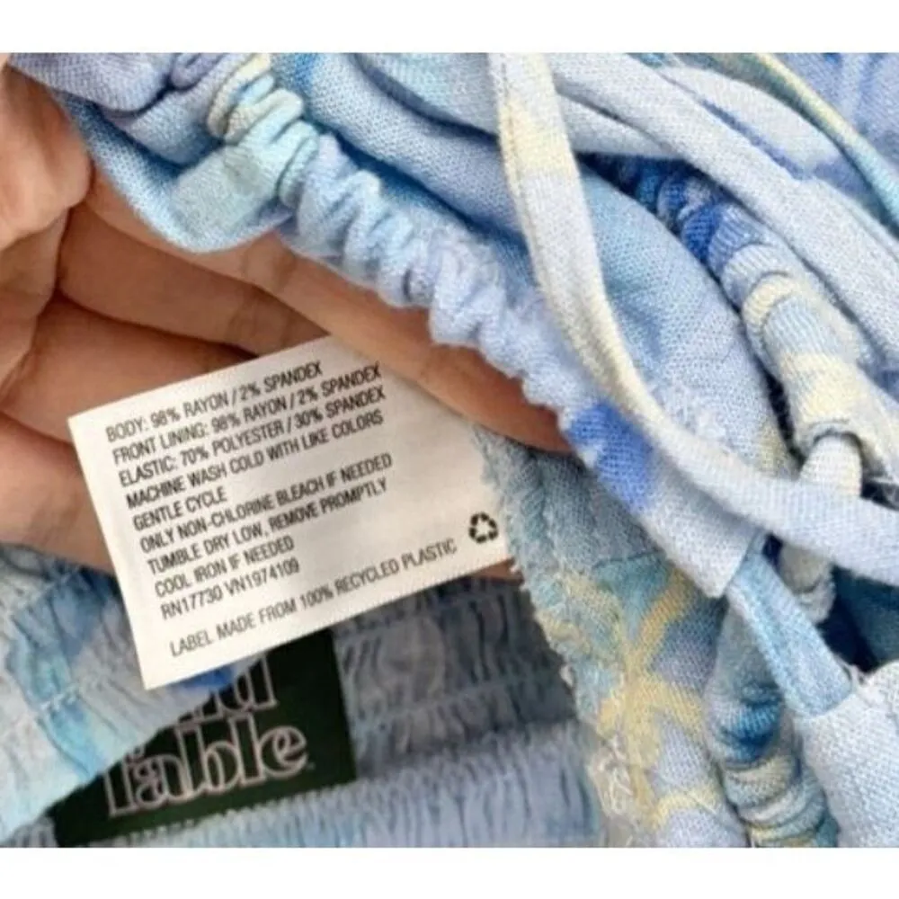 Wild Fable Cropped Top Size Small Floral Print Blue Puff Sleeve Shirt Womens - Image 8