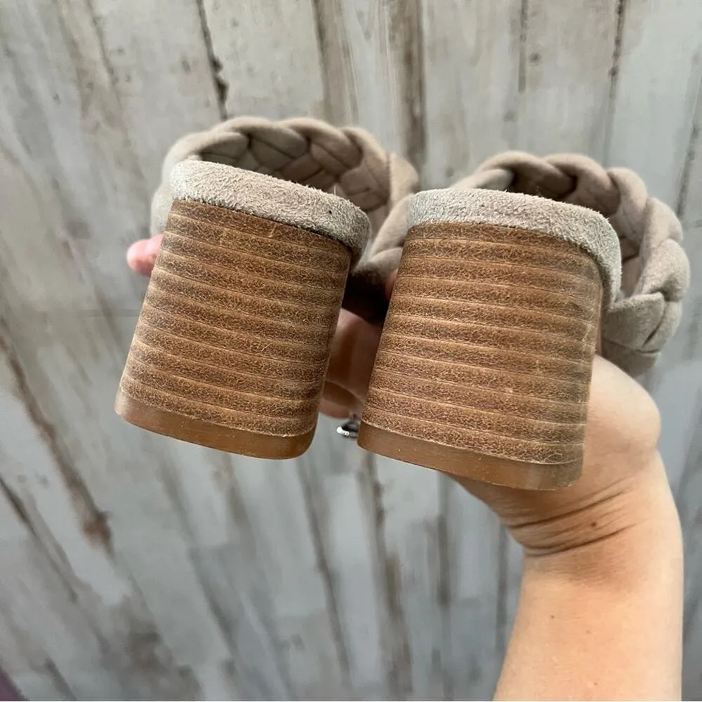 Kell Parker Micaela Tan Braided Heels Sandals Neutral Block Heel Gray Size 7.5 - Image 5