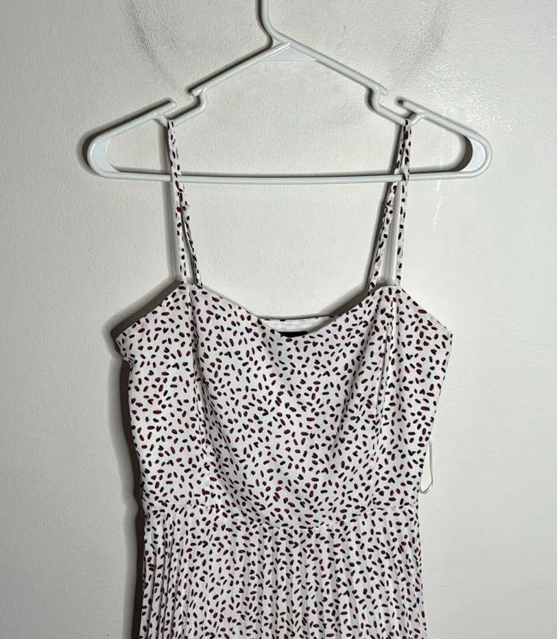 Lucy Paris Strappy White Midi Dress, Pleated skirt and Geometrical Print sz XS - Image 3