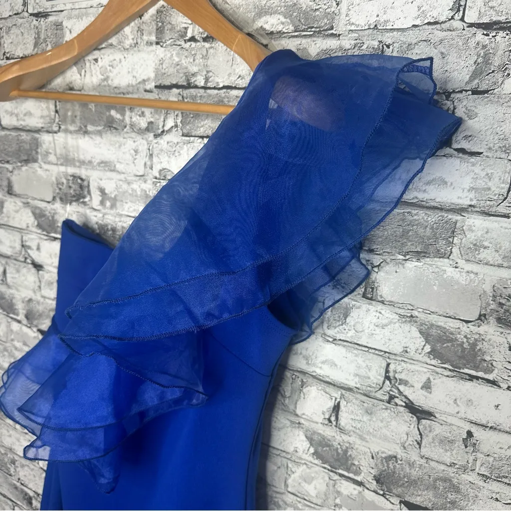 EUC Blue Blush One-Shoulder Ruffle Dress Size Medium (RN 148731) - Image 6