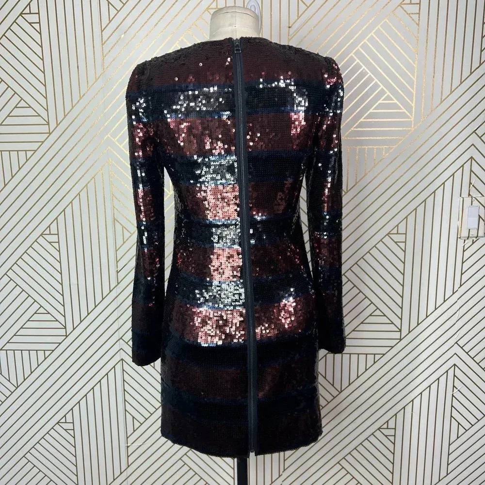 Veronica Beard Breakers Sequin Mini Dress In Dark Red Black Size US‎ 0 - Image 7