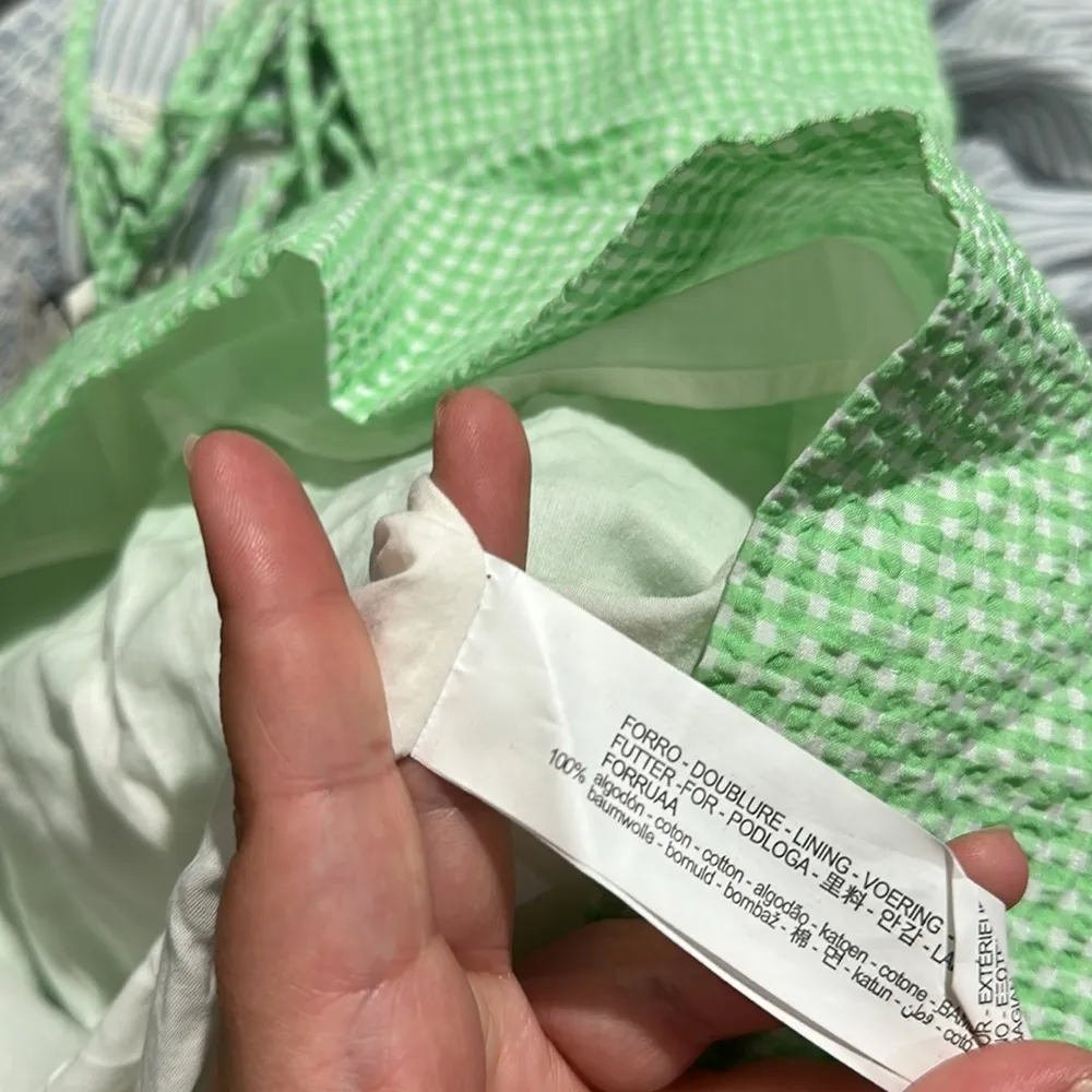 Zara gingham green structured tie up mini dress size XS NWT - Image 5