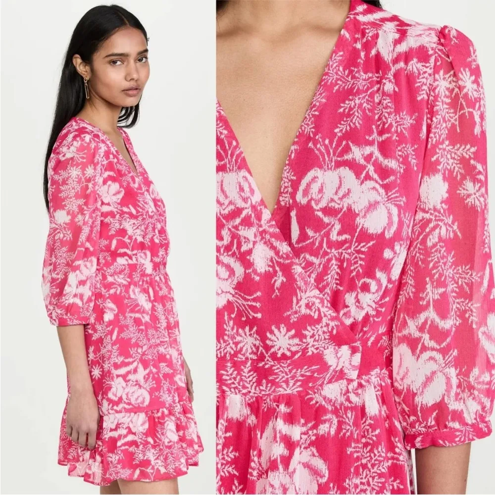 BA&SH Ulia Printed Wrap Mini Dress (Size Extra Small) NEW - Image 4