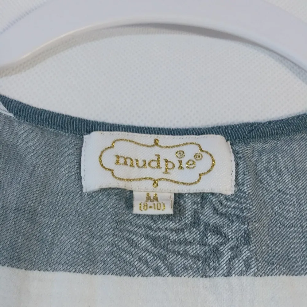 Mudpie Blue White Cotton Stripe Sleeveless Tunic Top Size M - Image 4