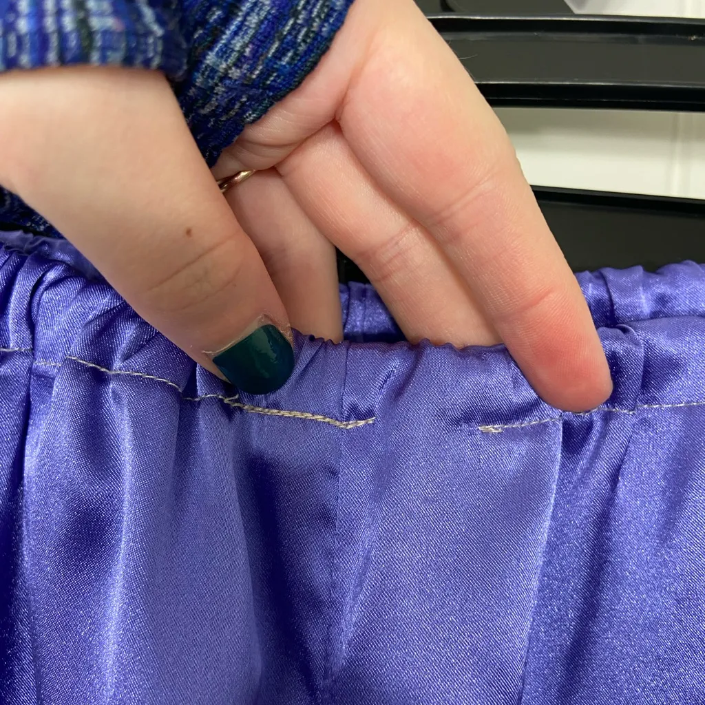 Women’s satin dark green purple elastic pull on comfy pajama‎ pants bundle small - Image 5