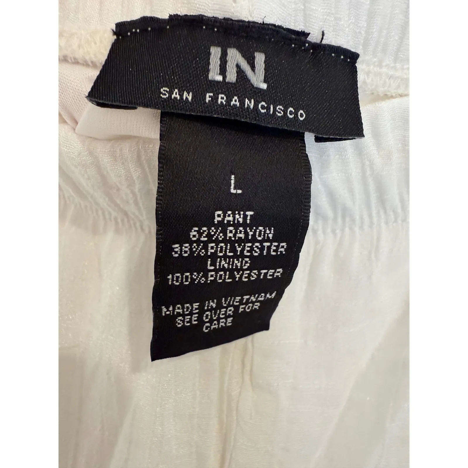 LN San Francisco White Gauze Beach Cover Up Pants Pom Pom Trim Size L - Image 3