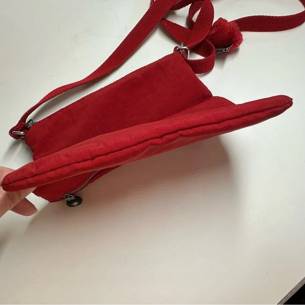 Kipling Red Crossbody Bag Small Double Outside Pockets Jaxton Gorilla Charm - Image 5