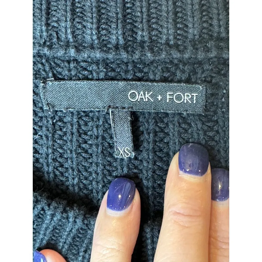 Oak + Fort‎ Sweater Women XS Washed Black Ribbed Knit Cotton Crew Neck Pullover - Image 6
