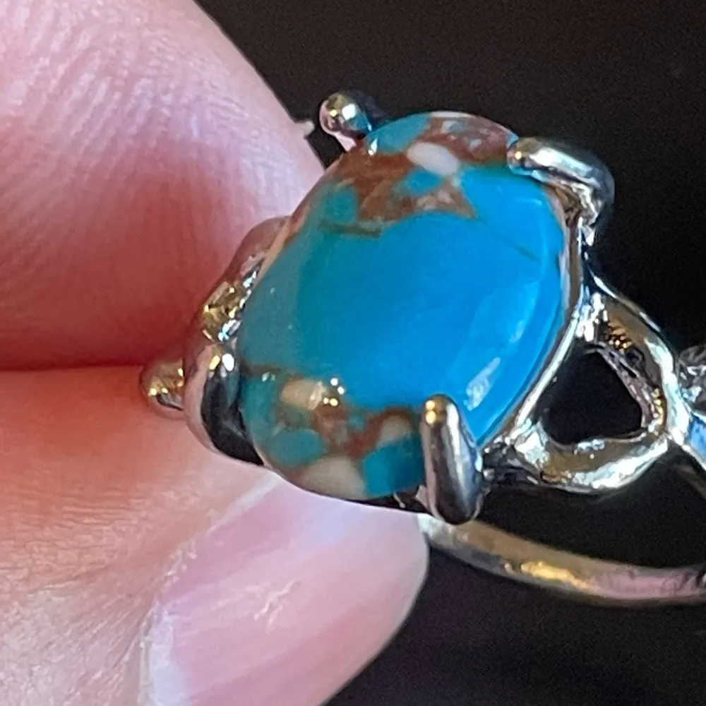 Mixed 3 color gemstone S925 silver ring size 8.5 Blue - Image 7