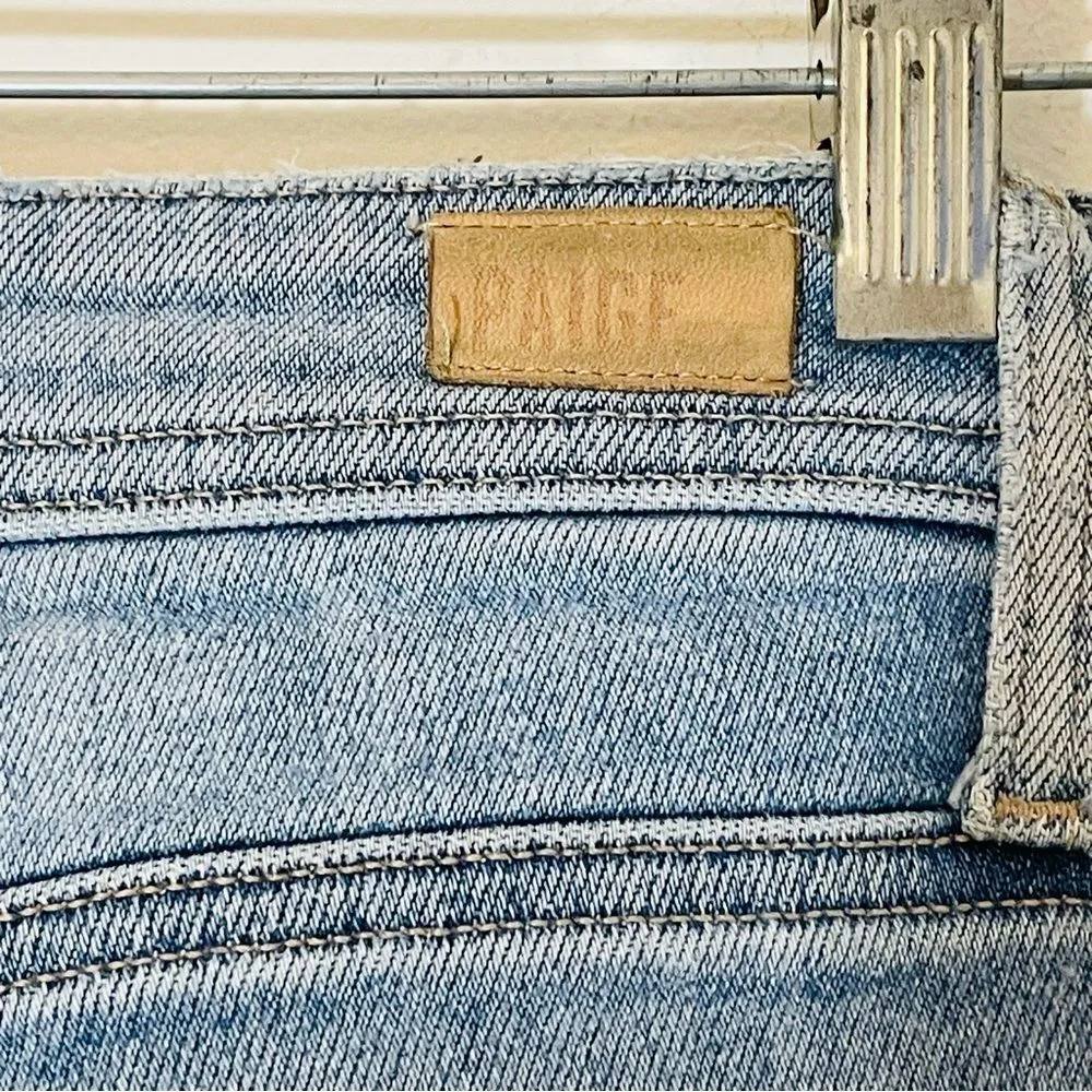 PAIGE Light Wash Frayed Raw Hem Sarah Slim Jeans in Size 24 EUC - Image 10