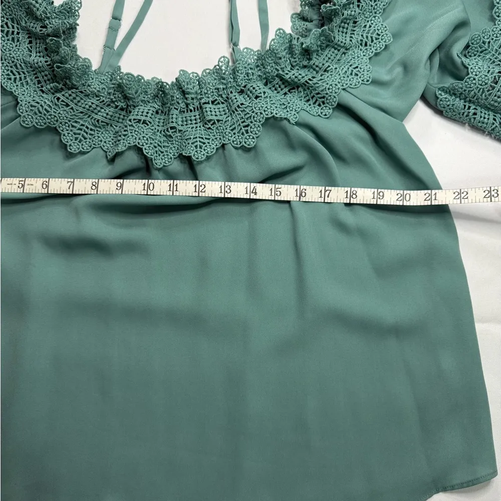 I.N. San Francisco Green Ruffled Blouse - Image 2