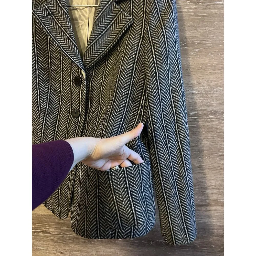 Vintage Giorgio Armani Collezioni Herringbone Blazer 100% Wool Women Sz 10 - Image 4