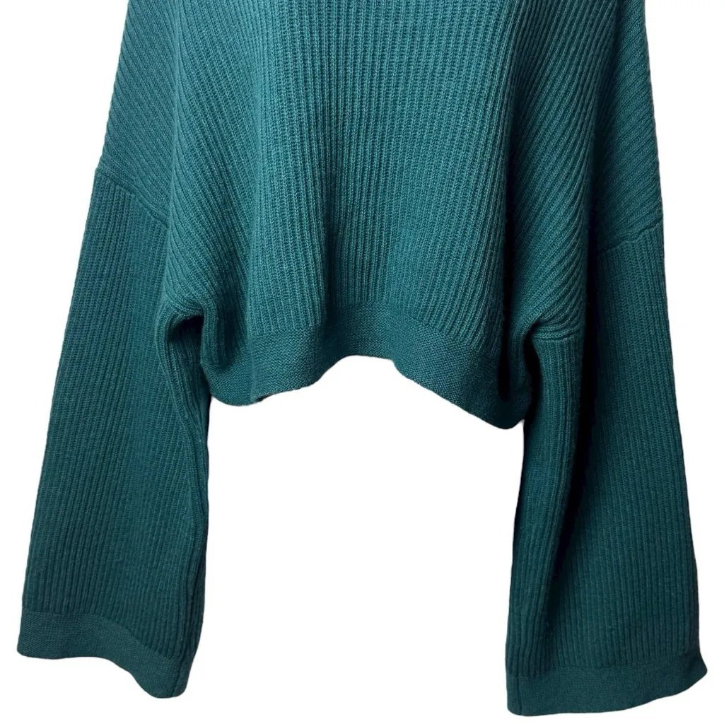 Sweaty Betty Turquoise Wool Cashmere Blend Ribbed Crop Sweater Cozy Holiday‎ S/M - Image 4