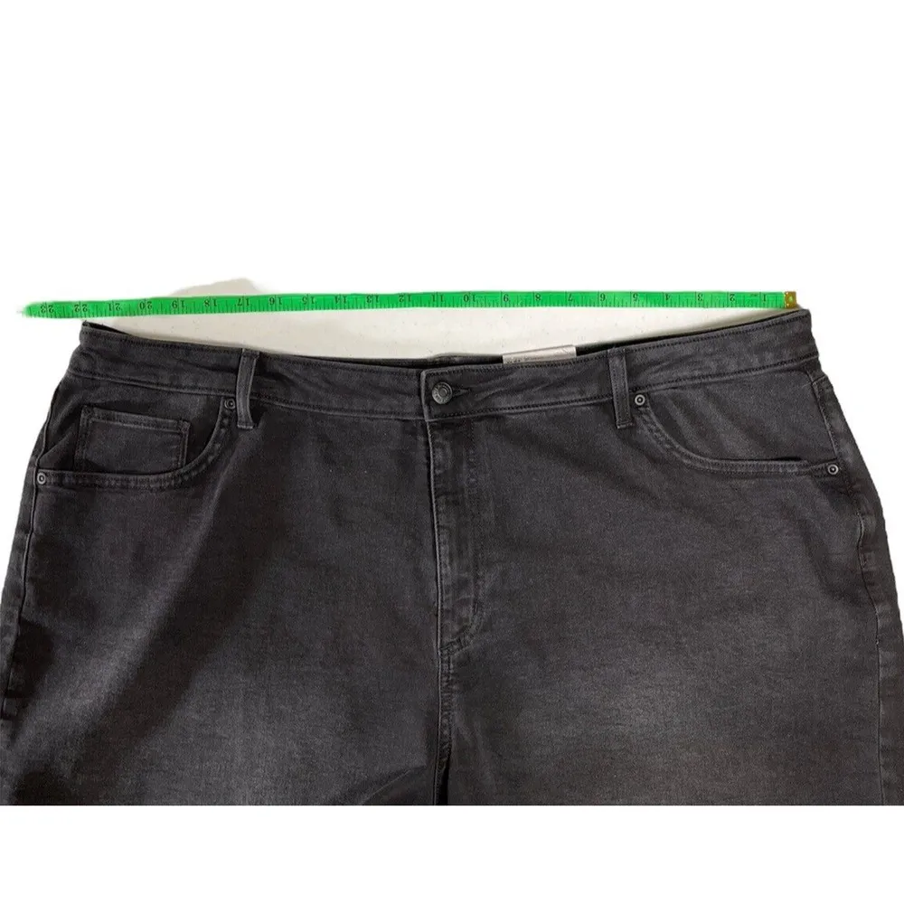 Womens Sonoma Relaxed Rolled-Cuff Denim Mom Shorts Plus Size 24W Black High Rise - Image 10