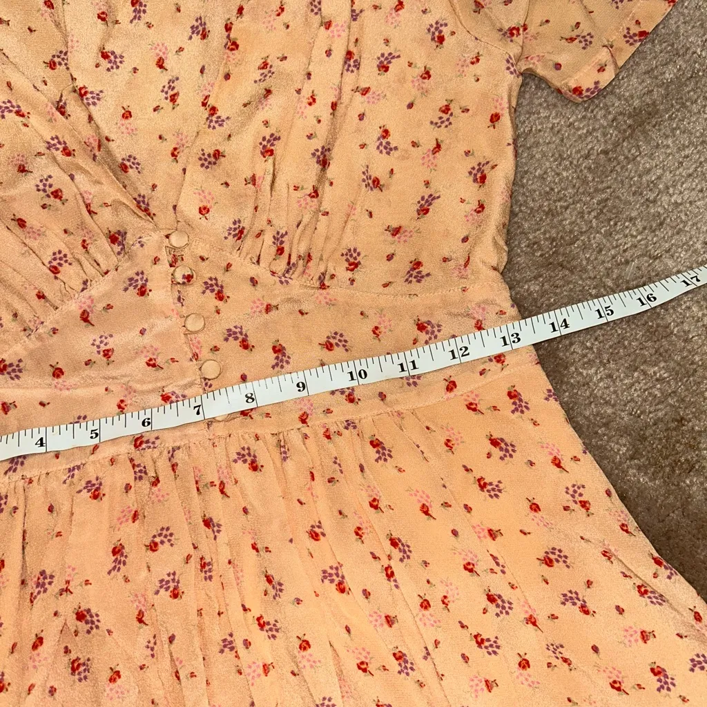 Loveshackfancy Peach Floral Ruby 100% Silk Mini Dress in Sardinia Cottagecore - Image 5