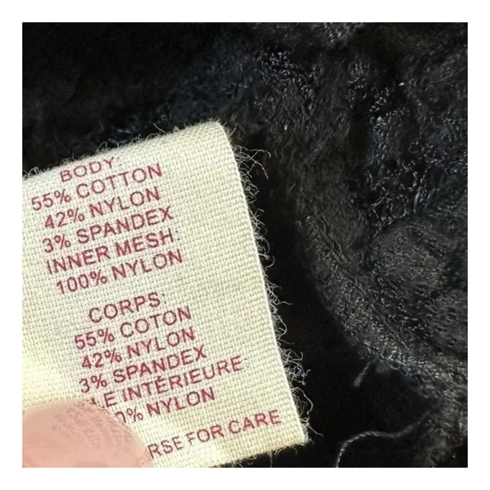 Free People Intimately Free Bodycon OpenKnit LaceDetail Slip Mini Dress XS Black - Image 9