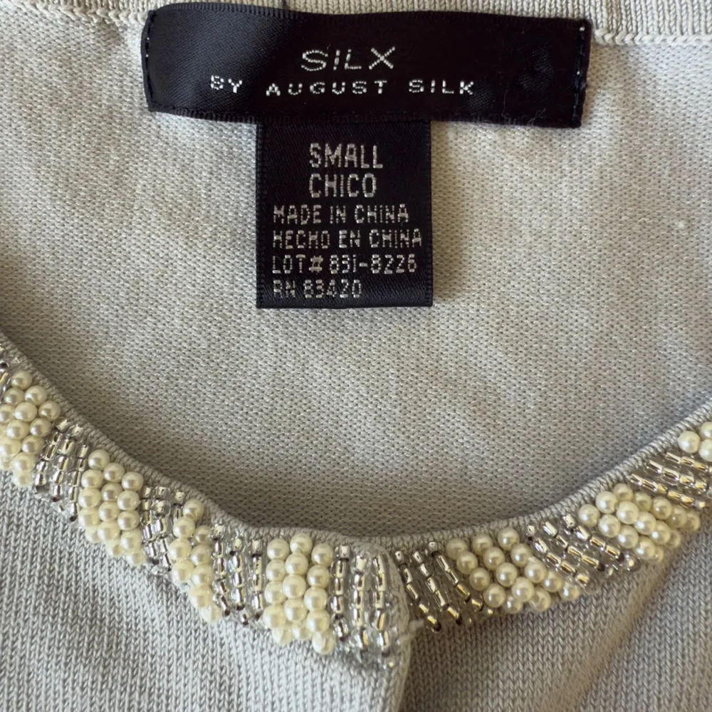 August Silk Light Gray Cardigan Sweater size S - Image 2