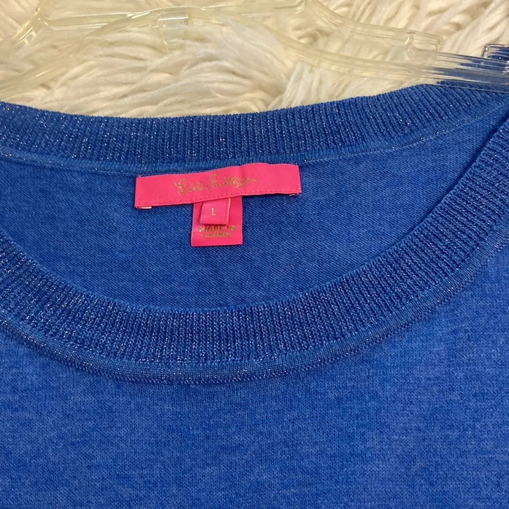 Lilly Pulitzer Shirt size L excellent condition color blue please see all photos - Image 15