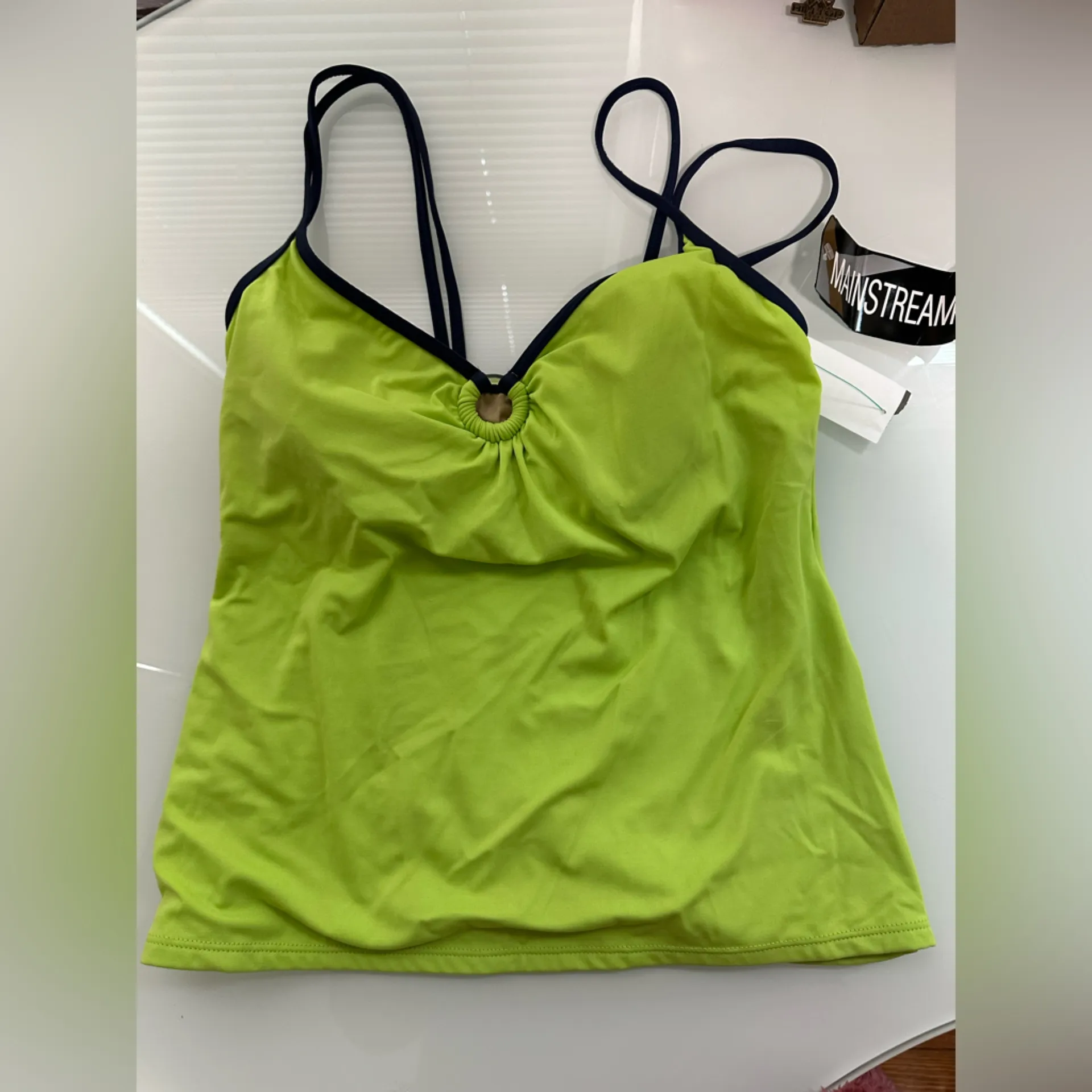 Vibrant Green and Navy Tankini Size M - Image 3