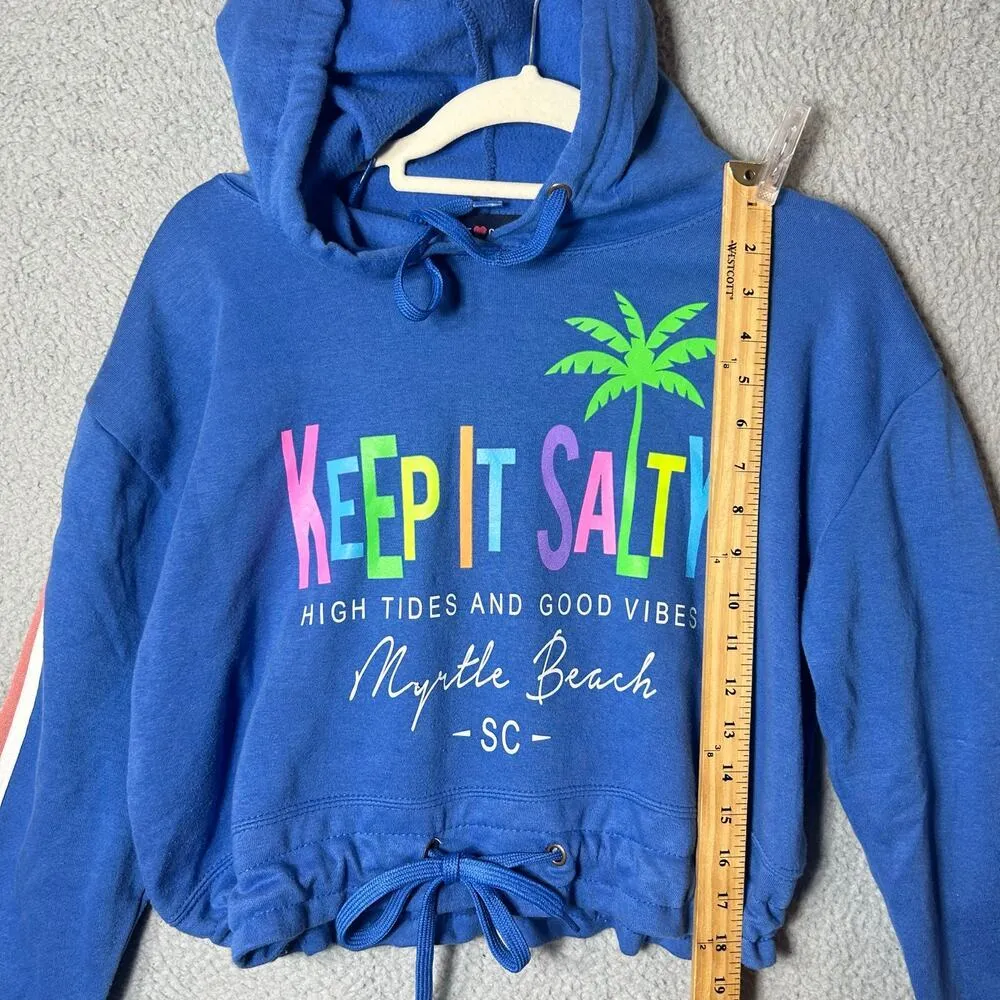 Myrtle Beach Hoodie Womens XL Blue Keep It Salty Long Sleeve Drawstring Hem - Image 5