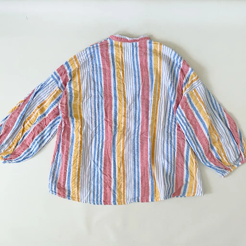 The LOU & GRAY Oversize Multi-Color Striped Balloon Sleeves Blouse - Image 8