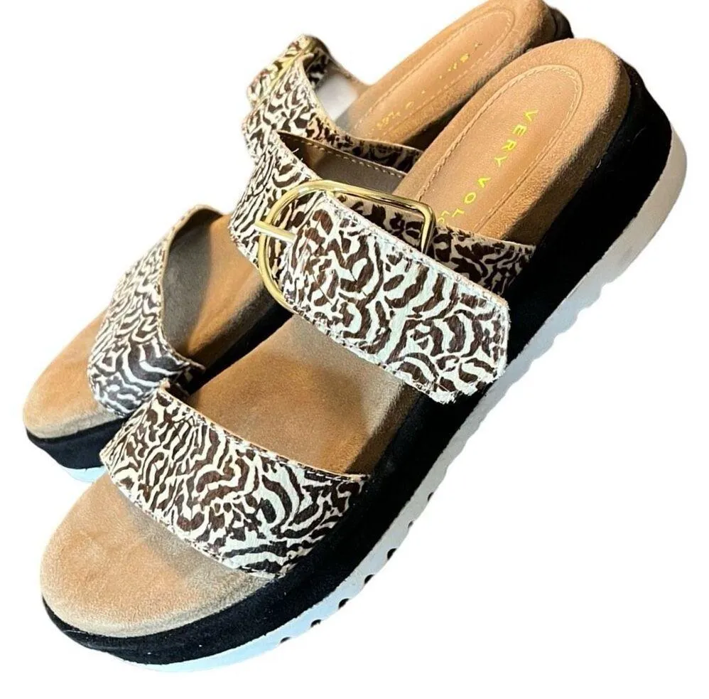 Very Volatile Amy Jane Calf Hair Leather Slides Platform Sandals Sz 8 - Image 3