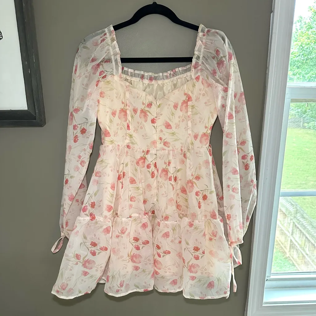 Cider Cream and Pink Sheer Dress - Image 3