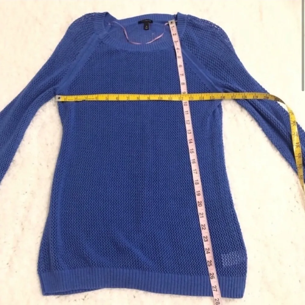 Talbots open wide knit blue scoop neck long sleeve pullover sweater medium - Image 3