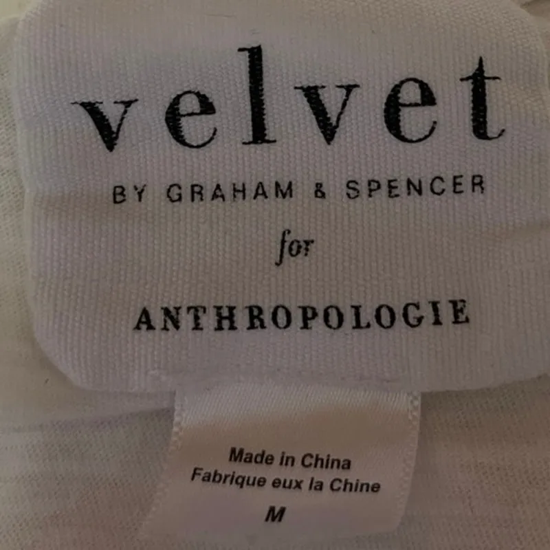 Anthropologie Velvet by Graham & Spencer Margot White Knit Shirt Blouse Top M - Image 3