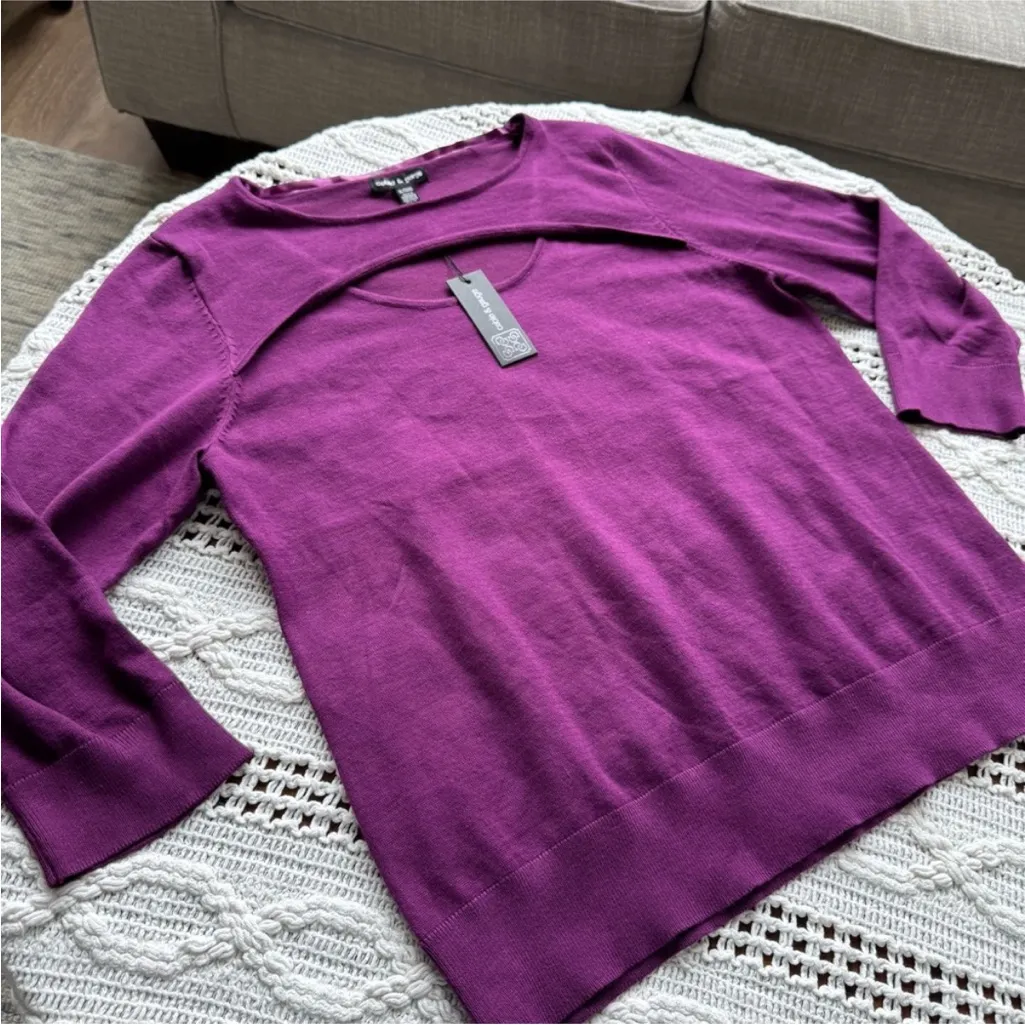 Cable & Gauge Rich Purple Crew Neck Sweater - Image 3