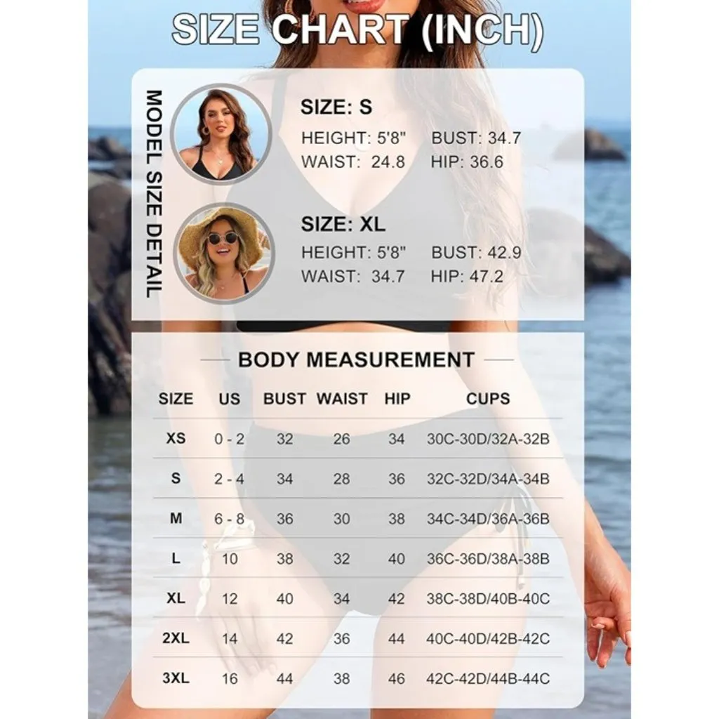 Blooming Jelly Women's SMALL High Waisted Bikini Set Tummy Control Swimsuit Blue - Image 4