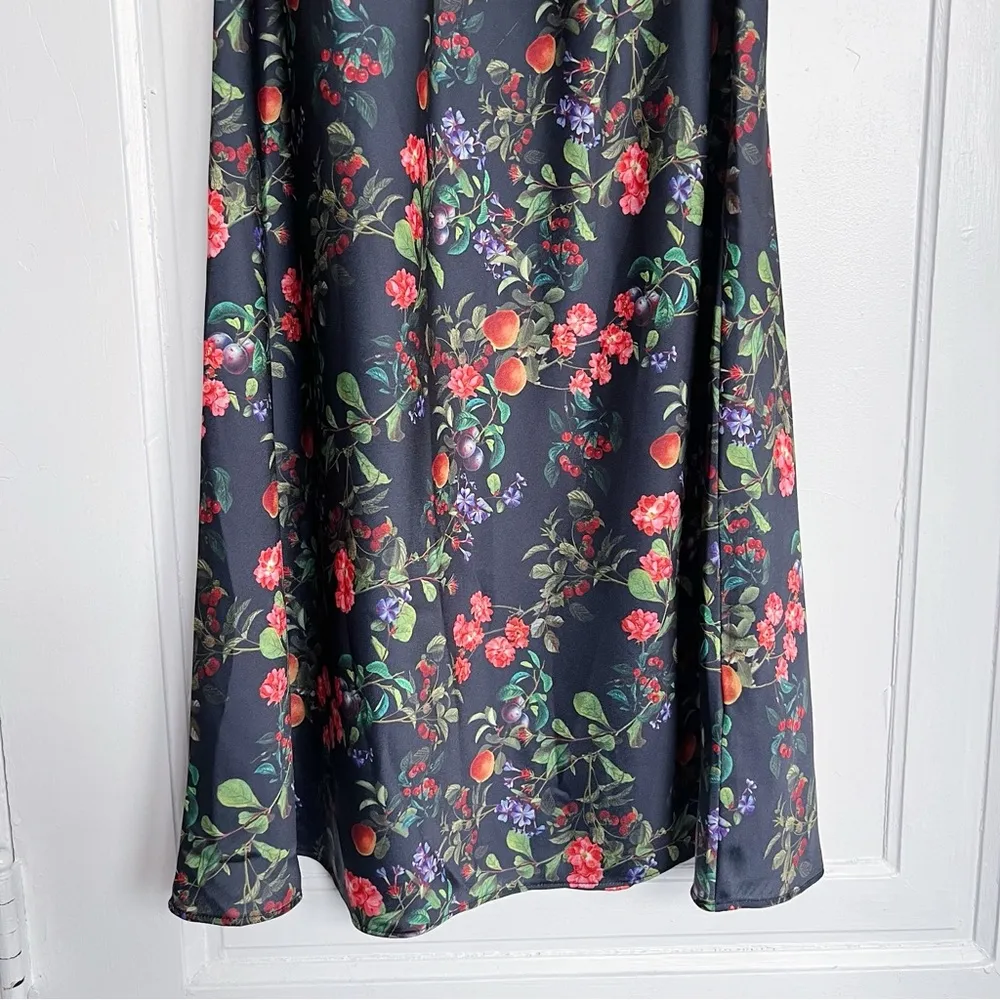 Finders Keepers • Nina Dress black floral satin ruched cut out slip cinched midi - Image 8