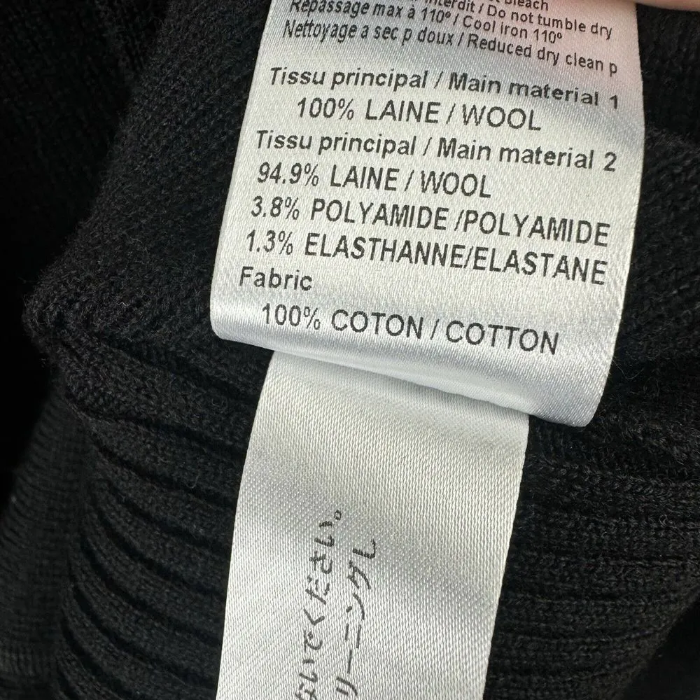 See By Chloe Black Wool Crochet Knit Sleeve Sweater‎ Dress Sz L - Image 6