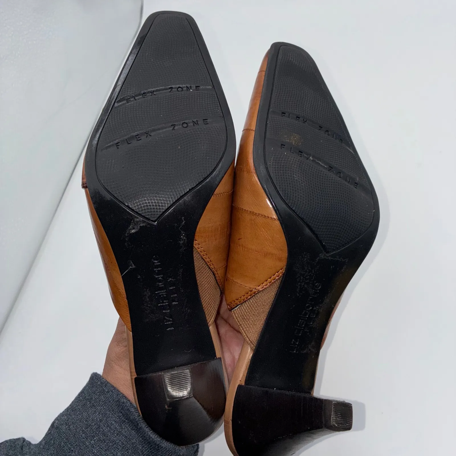 Liz Claiborne Mallory Tan Leather Pointed Toe Mules Shoes Women 6.5M Career Chic - Image 10